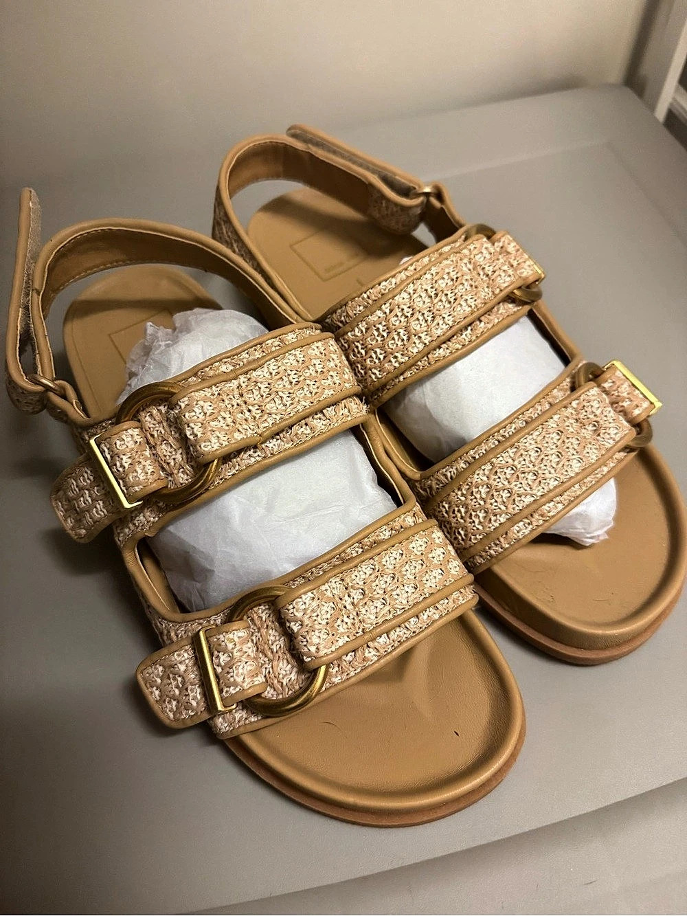 Dolce Vita Witny Platform Sandal Strappy Brown & Gold Sandals New
